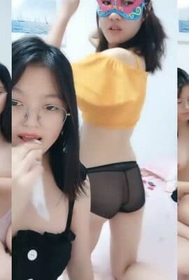 幸福老哥双飞童颜巨乳00后嫩妹长相清纯诱人粉穴，双女互摸掰穴